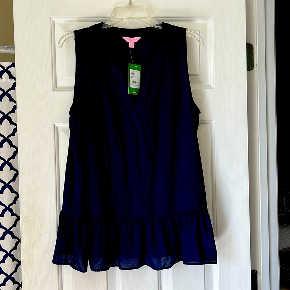 Lilly Gramercy Top in True Navy/ sleeveless, flowy top